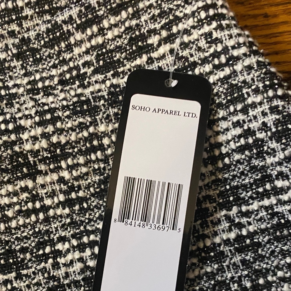 Soho Black and White Tweed Pencil Skirt - Picture 4 of 5